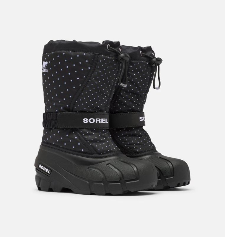 Kids Snow Boots Black - Sorel Childrens Flurry™ Print - 015746-XQI